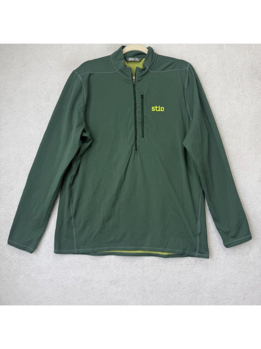 Stio Pullover Mens XL Green Fleece 1/4 Zip Mock Neck Thermal Layer Hiking